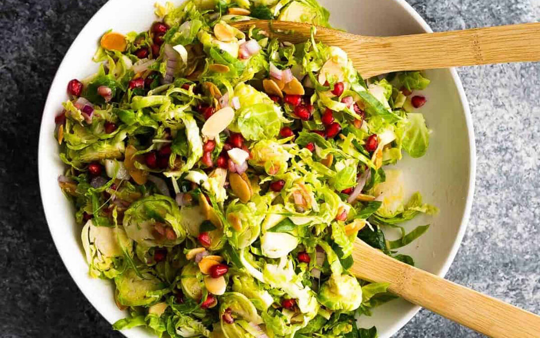 Shaved Brussels sprouts salad with pomegranates